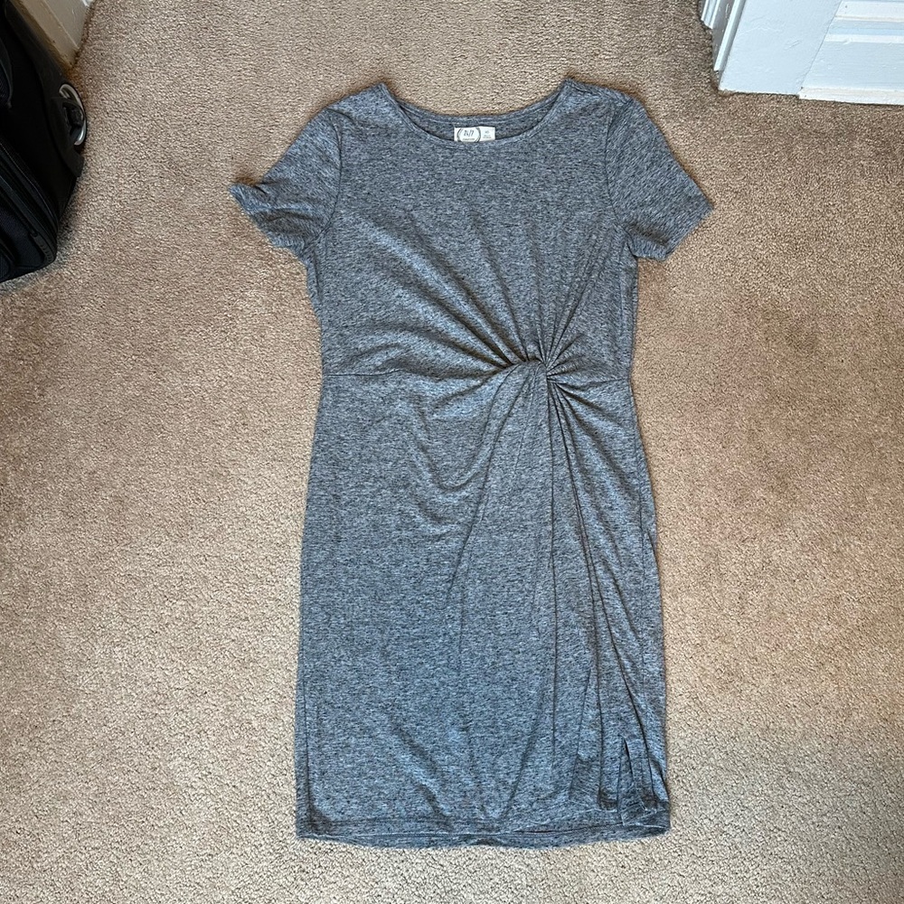 Maurices Gray Twist-Front Short Sleeve Mini Dress